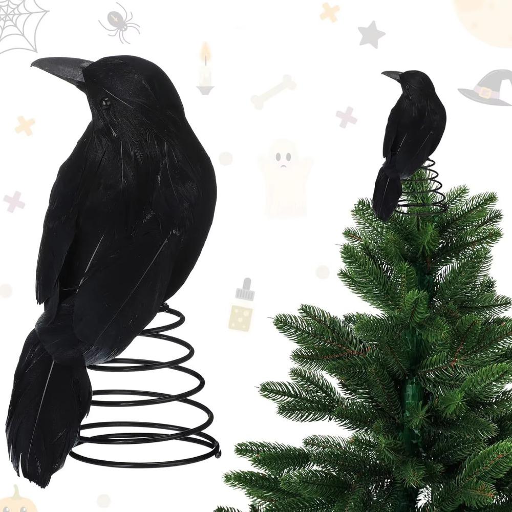 Terrifying Straw Doll Ornament Flexible Spring Base Halloween Raven Desk Doll Ghost Festival
