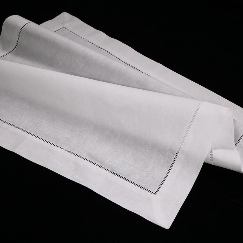 Wedding Decorations Table Napkins White Ladder Hemstitch Cloth Linen Napkins with Unique Design