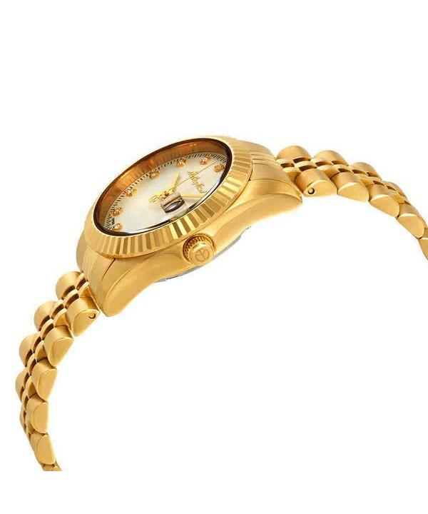 Mathey-Tissot Mathy III Кварцевые женские часы из нержавеющей стали золотого тона с белым циферблатом D810PI