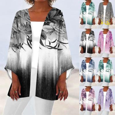 Женская повседневная модная легкая куртка средней длины с принтом в стиле ретро, ​​кардиган