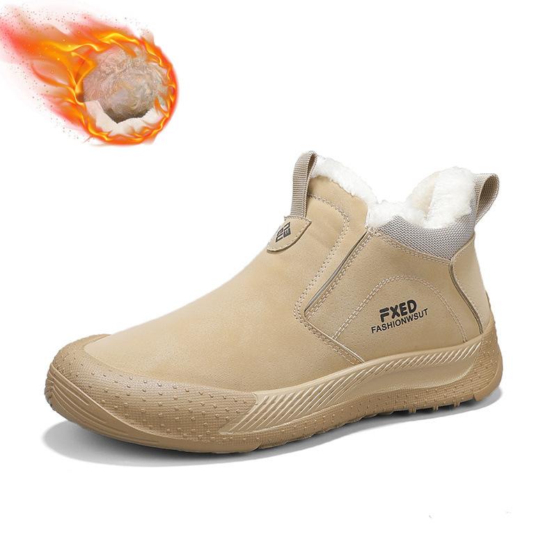 Зимние теплые ботинки для мужчин, ботильоны из искусственной замши, удобные нескользящие короткие ботинки с подкладкой из искусственного меха, мужские спортивные ботинки для походов и прогулок на открытом воздухе