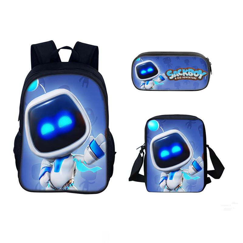 Astro Bot Space Robot Kids School Backpack Set With Cartoon Print For Elementary Students