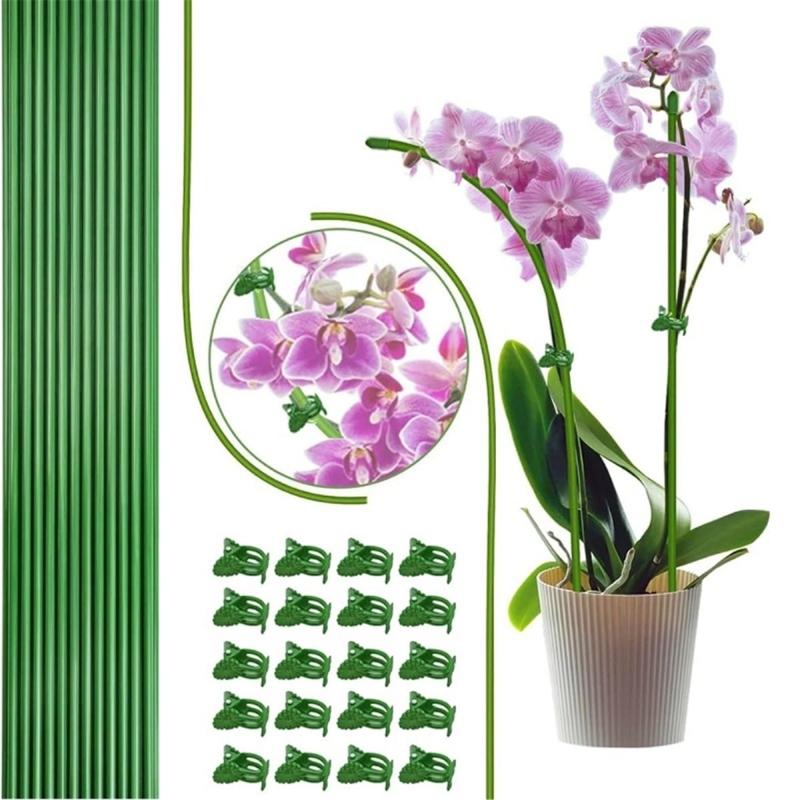 Bendable Plant Support Bracket 22Pcs Plastic Metal Garden Stakes With Secure Clamps For Indoor Outdoor Gardening Use