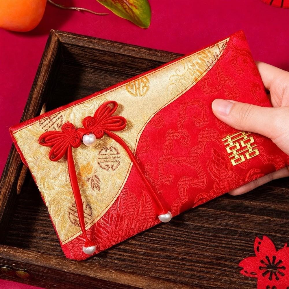 Embroidery Brocade Red Envelop Best Wishes Red Pockets Wedding Hongbao Birthday Party