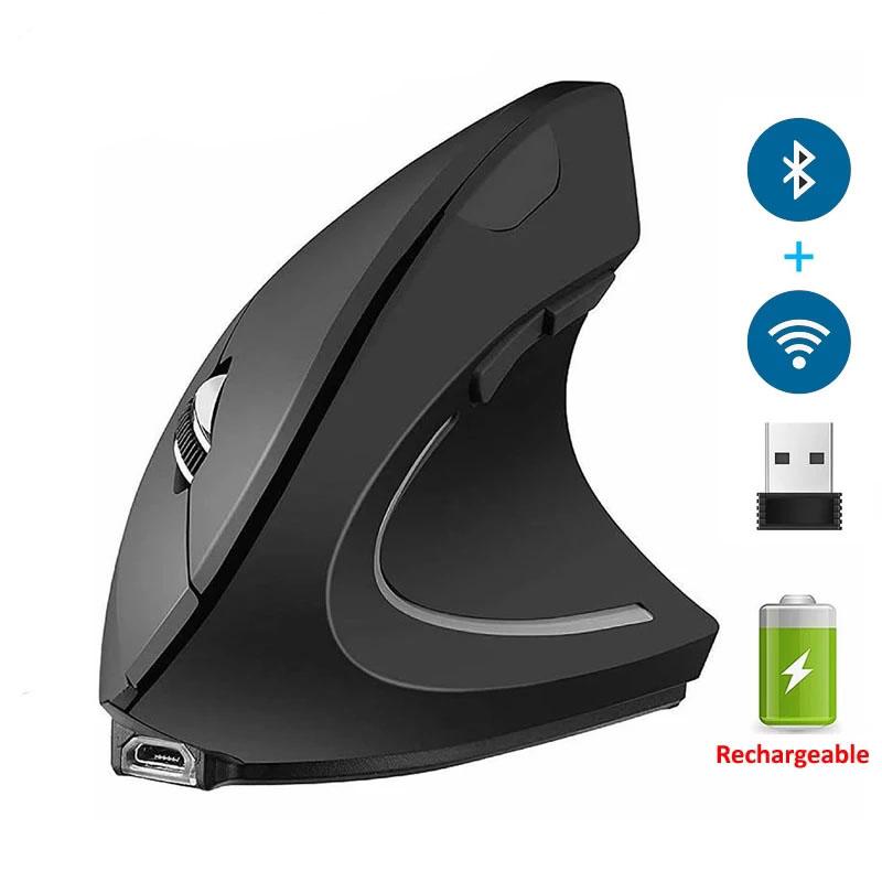Bluetooth Вертикальная эргономичная игровая мышь Беспроводная перезаряжаемая геймерская мышь Mause Kit Оптическая мышь 2,4G Компьютерный ноутбук Настольный компьютер