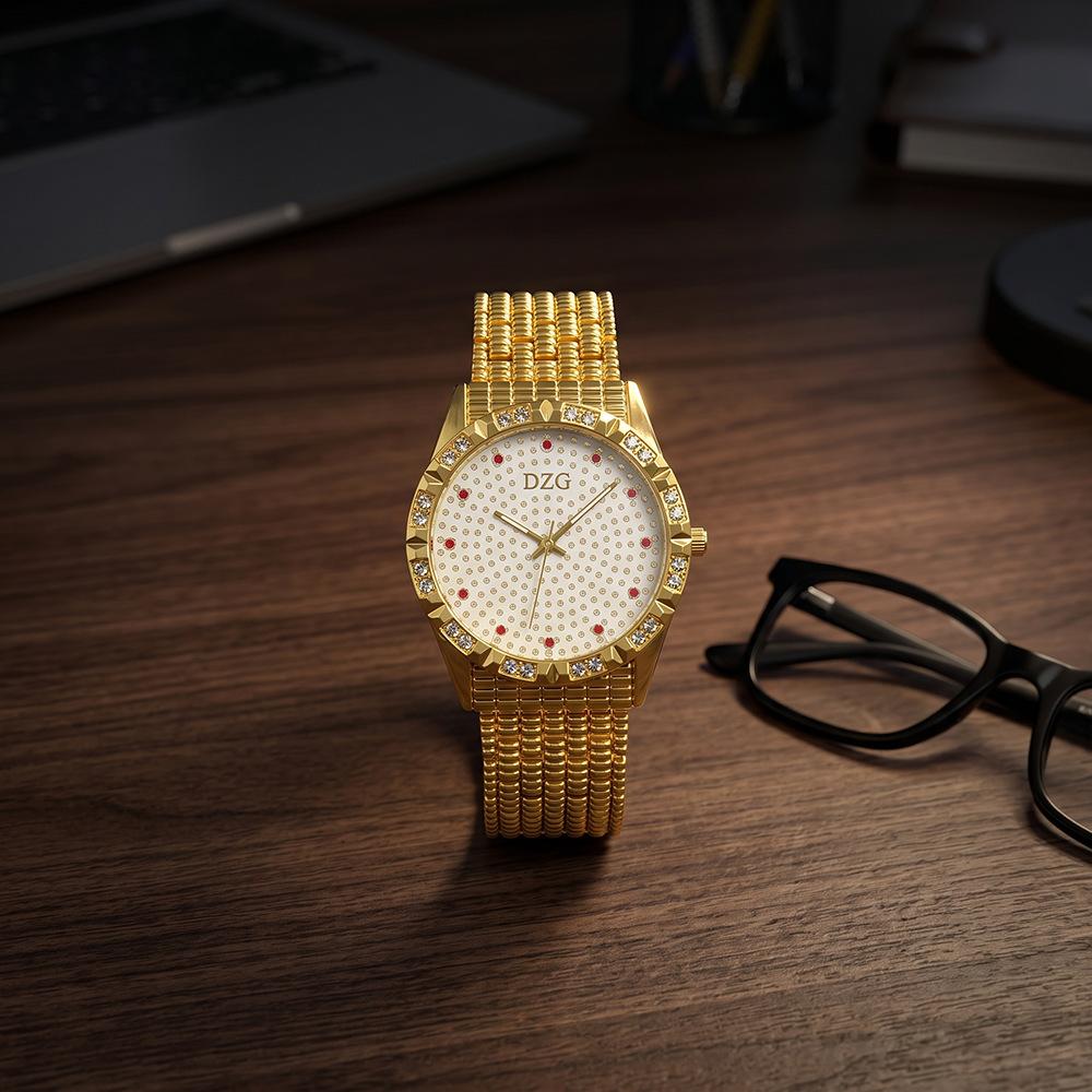 Women's Quartz Watch Casual Ladies Wristwatch Alloy Steel Band Starry Sky Design Red Diamond Inlay Fashion Daily Wear Girl Gifts