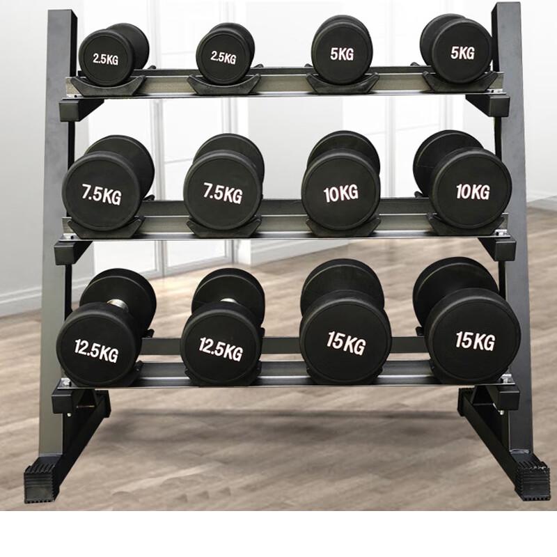 Chongfengju Fixed Rubber Dumbbell Set with Rack