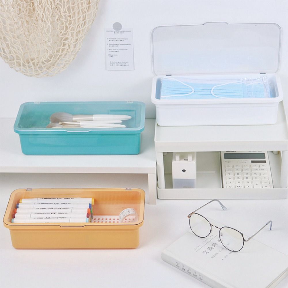 Пылезащитный ящик для хранения косметики с крышкой, настольный органайзер, простая подставка для палочек, кухня