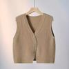 Designer Button Vest Knit V Neck Waistcoat Women Spring Cardigan Sweater Top