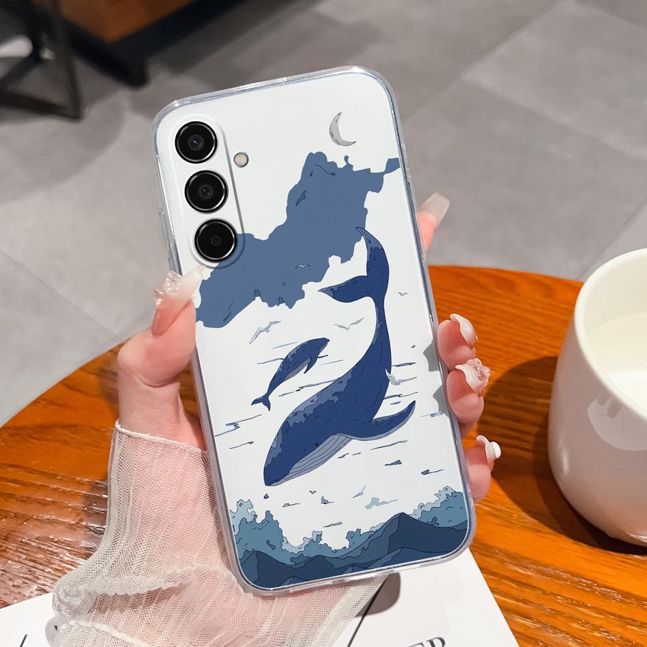 Красивый чехол для кошки с девочкой для Samsung M35 M34 5G A05 A06 S24 A55 S23 S24 FE, задняя крышка, противоударный, устойчивый к падениям, мягкий, из ТПУ, силиконовый бампер, корпус для Galaxy