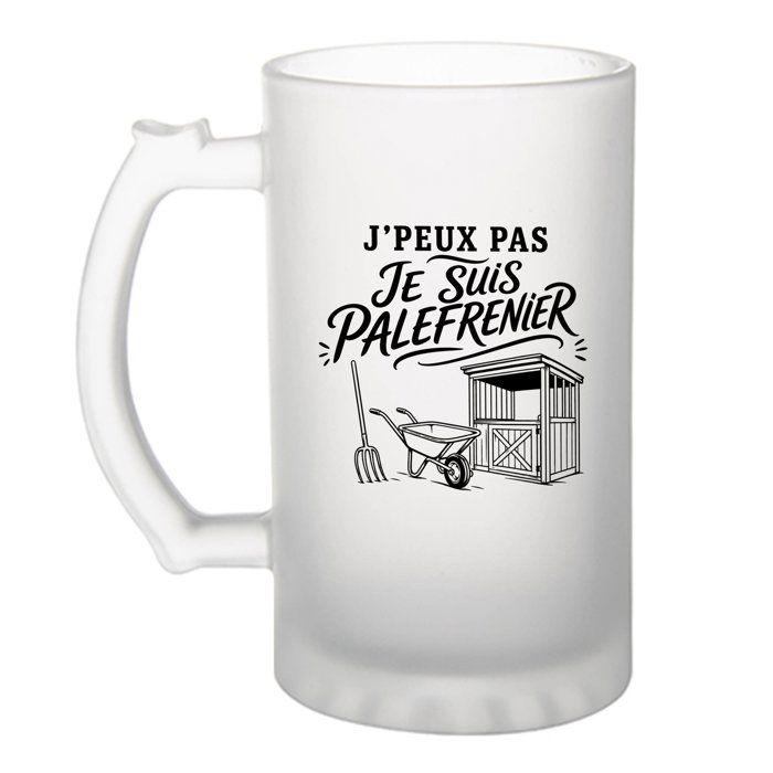 Chope à bière - PLANETEE - J’peux pas je suis Palefrenier - Verre trempé givré - 470 ml - Impression sublimation