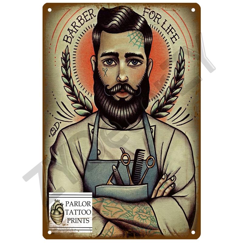 Vintage Home Decor Tin Sign Barber Shop Metal Sign Poster Bar Pub Retro Plaque Haircut and Shave Beard Iron Paintings Art Plates