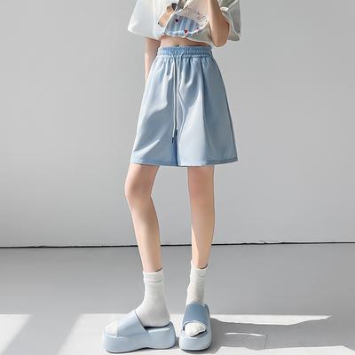 Женские Летние Новые Брюки с высокой талией Свободного кроя Уличные Повседневные Широкие брюки до середины икры Спортивные Пятиточечные шорты