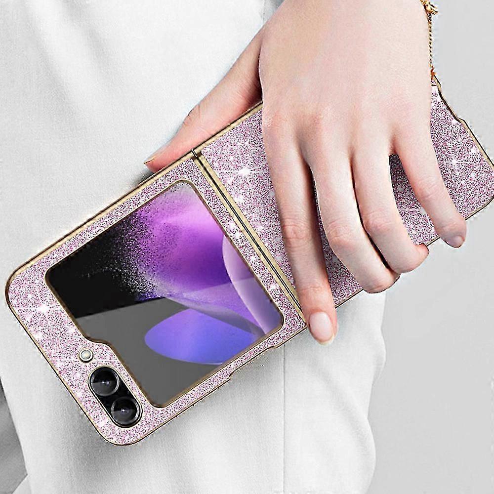 For Samsung Galaxy Z Flip7 FE 5G/ Z Flip6 5G/ Z Flip5 5G Case Leather+PC Phone Cover Sparkle Glitter