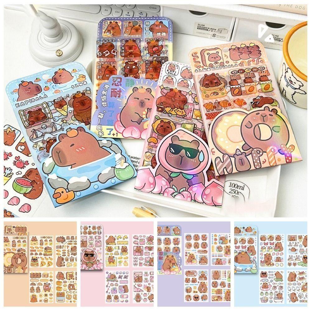 4 шт./упаковка Мультфильм Капибара Справочник Наклейки Канцелярские Мультяшные Декоративные Наклейки