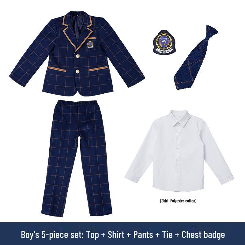 Клетчатый комплект школьной формы в британском стиле для девочек для детского сада и начальной школы