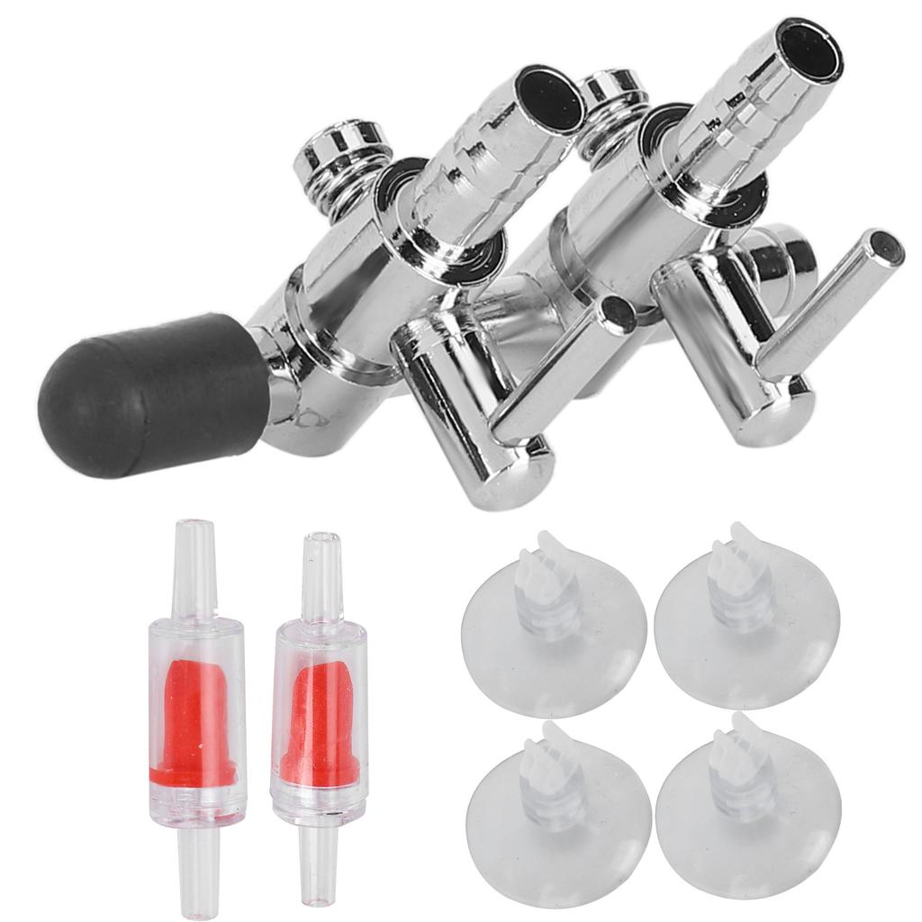 Aquarium Check Valve Fish Tank Oxygen Tube Suction Cups Set Aquarium Accessories2 Way Stainless