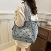 Women Corduroy Tote Bag Stylish Large Capacity Casual Commuting Bag Bow Pattern Design Simple Shopping Bag Chic Handbags CLE