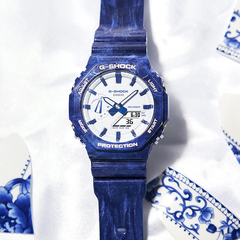 Casio Мужские часы с двойным дисплеем (жидкокристаллический/аналоговый) Серия Blue Watch GA-2100BWP-2APFQ
