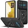 Case - Booling - for Samsung Galaxy S22 - Black - Shockproof - 360° Rotating Kickstand