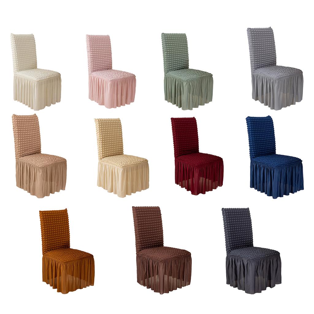 Solid Stretch Dining Chair Cover Seersuckers Chair Protector Cover Slipcover Banquet Chair Skirt Wedding Party Decor