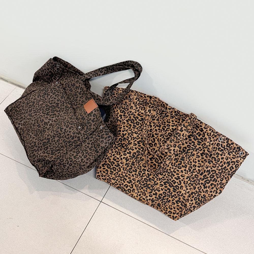 GNB TRD_1619 Daily Leopard Canvas Big Tote Bag