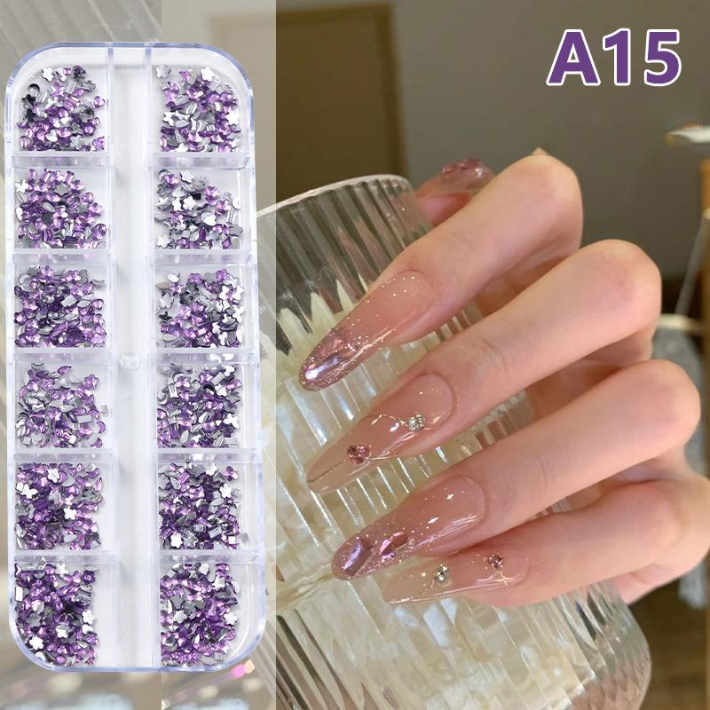 12 Grid Mini Nail Flat Back Beautify Nails Diy Decorative 3D Manicure Nail Art Decorations For Girls