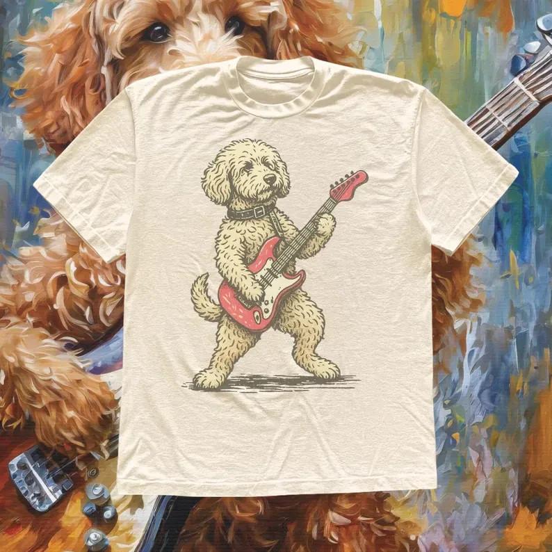 Goldendoodle TShirtRetro Dog Lover Music Tee Shirt Full Size S3XL Unisex T-Shirt