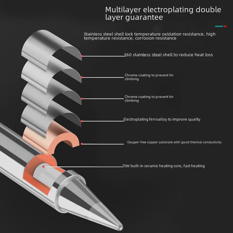 Жало паяльника T12 со встроенным нагревательным сердечником, паяльная станция с белым светом, универсальное лезвие ножа, подкова, специальное заостренное T12-K/B/I
