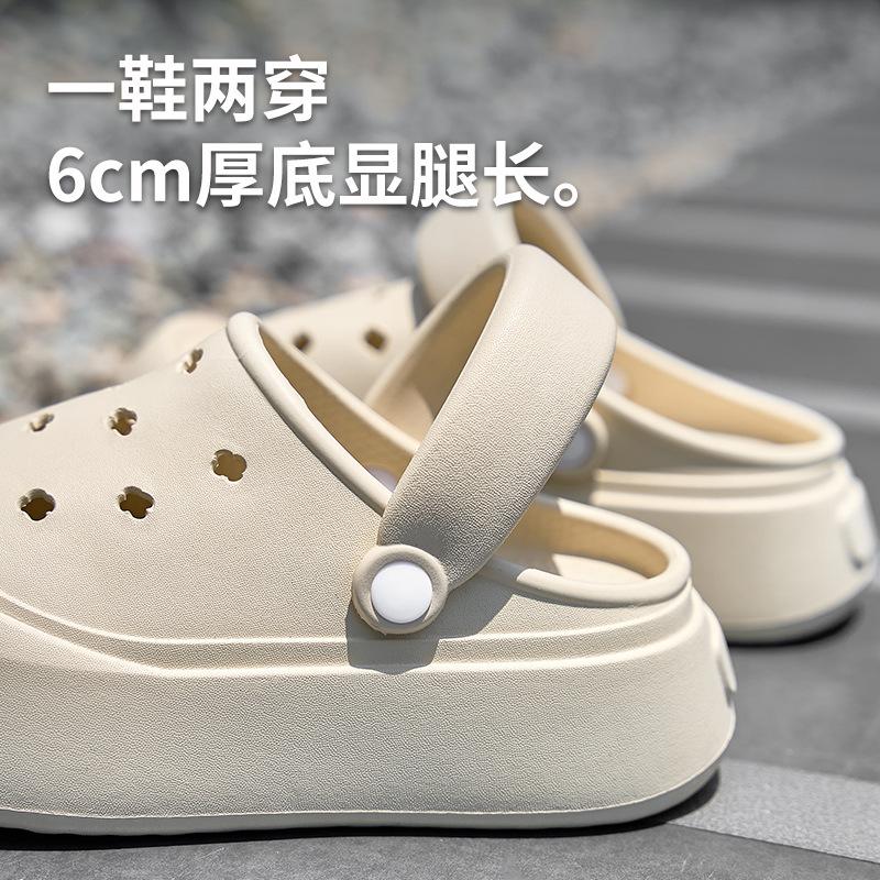 2025 новые туфли с дырками на высокой толстой подошве, нескользящие, дышащие, прохладные тапочки, модные тапочки с закрытым носком для женщин