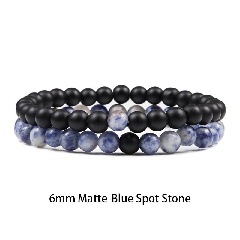 Set Bracelet Couples Distance Black White Natural Lava Stone Tiger Eye Beaded Yoga Bracelets for Men Women Elastic Rope Jewelry