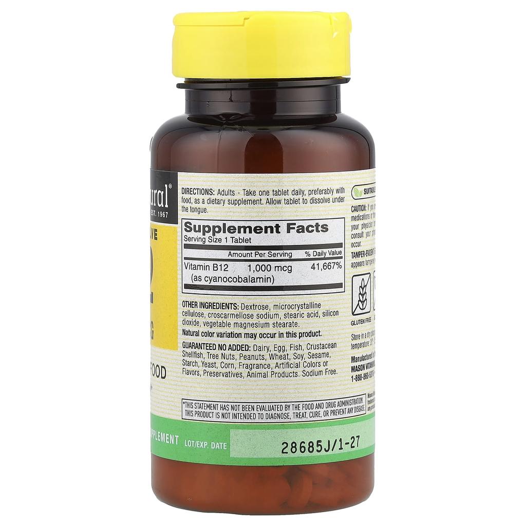 Vitamin B-12, Fast Dissolving, 1,000Mcg, 200 Tablets
