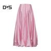 Юбка макси, однотонная атласная юбка в стиле пачки, длинная юбка, однотонная, весна-осень, женская юбка-трапеция, повседневная одежда