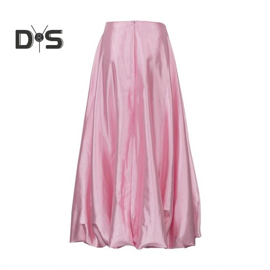 Юбка макси, однотонная атласная юбка в стиле пачки, длинная юбка, однотонная, весна-осень, женская юбка-трапеция, повседневная одежда