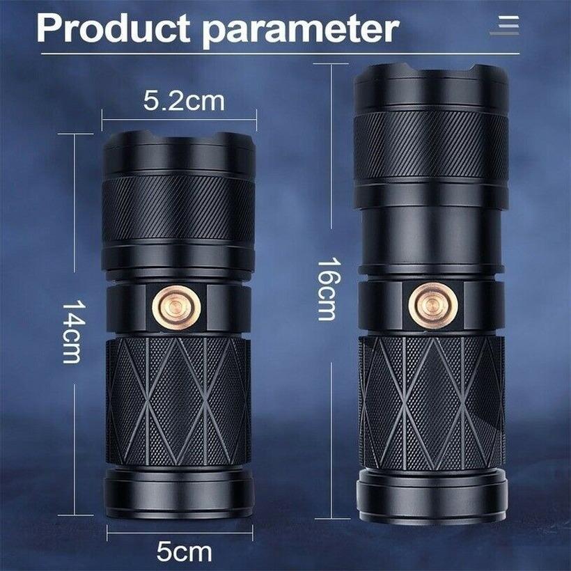 Самый мощный XHP90 + 6 * светодиодный супер яркий двойной фонарик со встроенной батареей