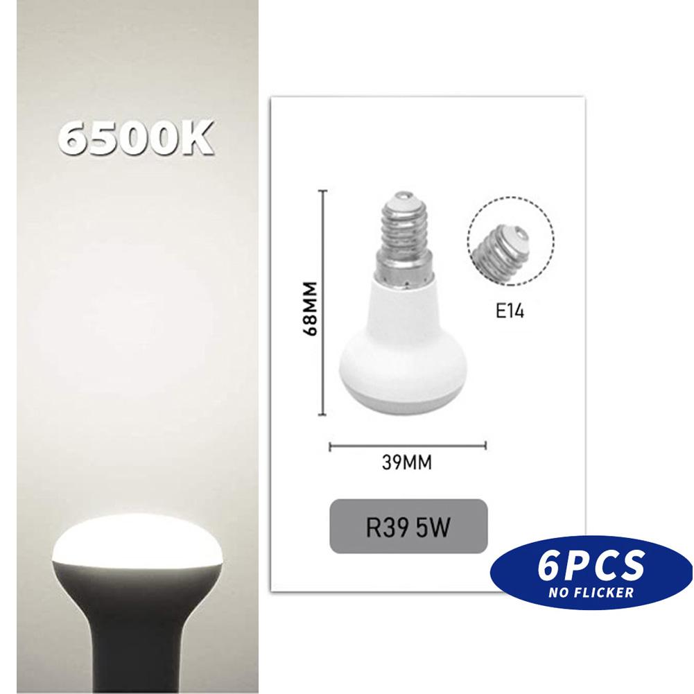 6pcs R39 LED Bulb No Flicker AC85-220V E14 Base 5W Lampada for Home Lighting Energy Efficient Long Lifespan Easy Installation Desk Lamp Bulb