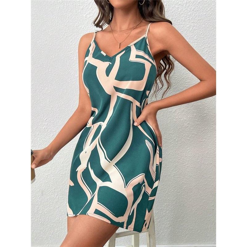 Women's Summer Sleeveless Striped Print Sexy Suspender Dress
