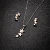 Small Cute Triple Star Necklace Earring Jewelry Set For Girls Tragus Piercing Stainless Steel Elegant Womens Necklaces Choker