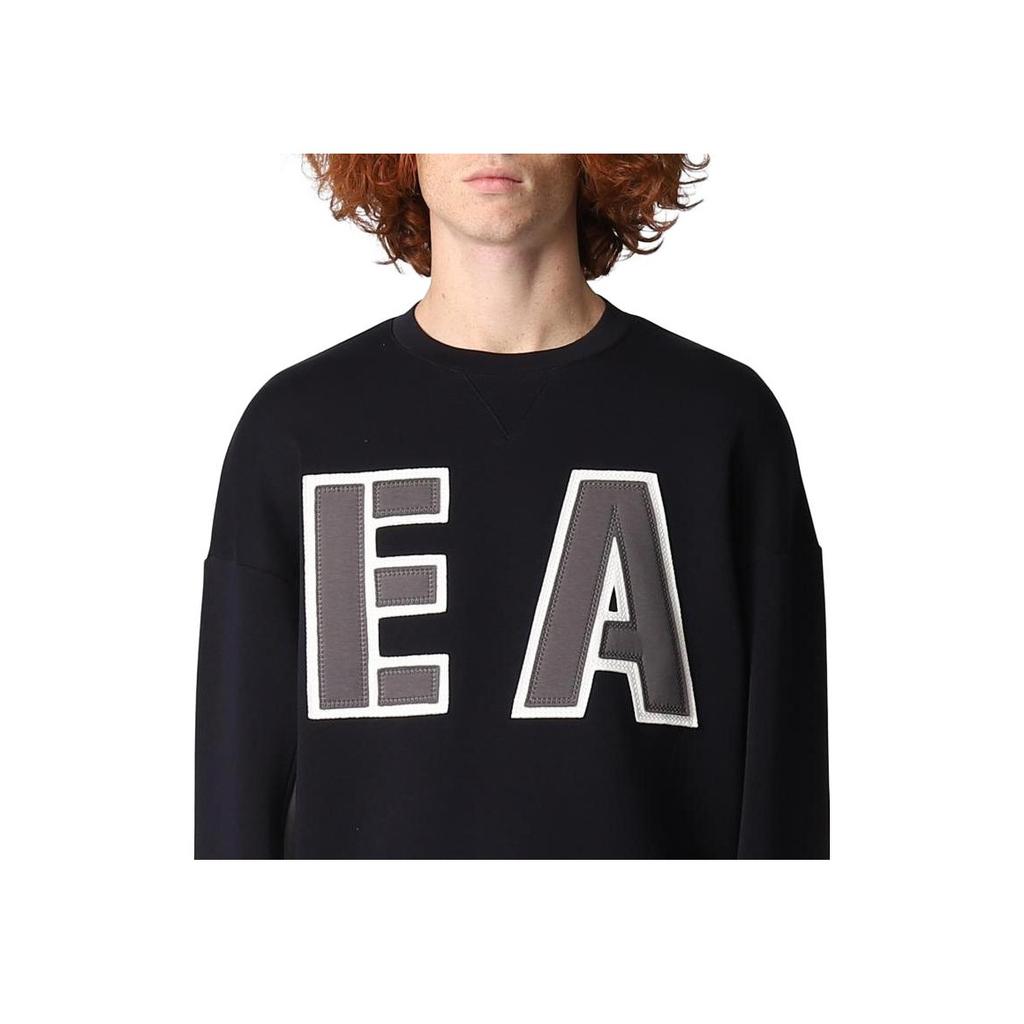 Emporio Armani FW22 Свитшот с логотипом и буквенным принтом, круглый вырез, длинный рукав, мужской, черный, 6L1MM2-1JHSZ-0999