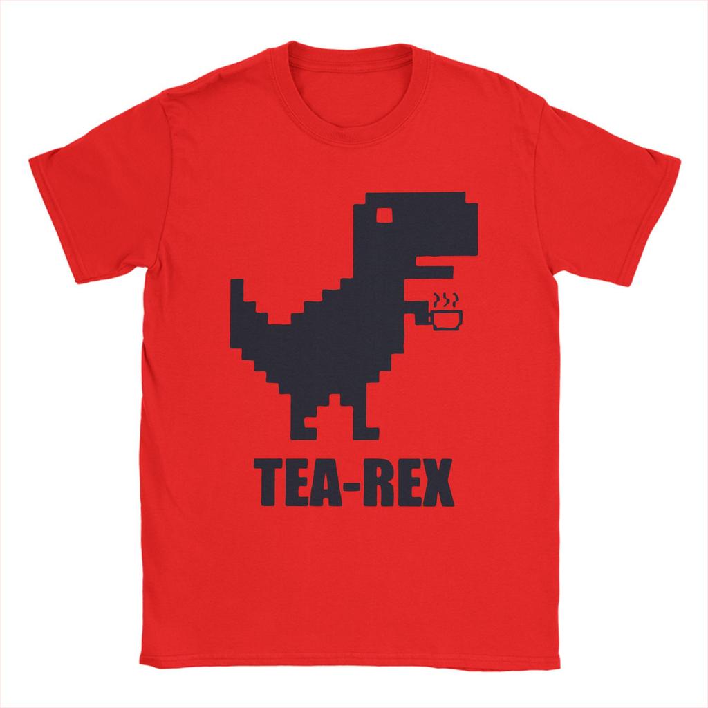 Men's T-Shirt Tea-Rex T-Rex Dinosaur Teacup Funny 100% Cotton Tee Shirt Short Sleeve Cartoon Cute T Shirts Merchandise Gift Idea
