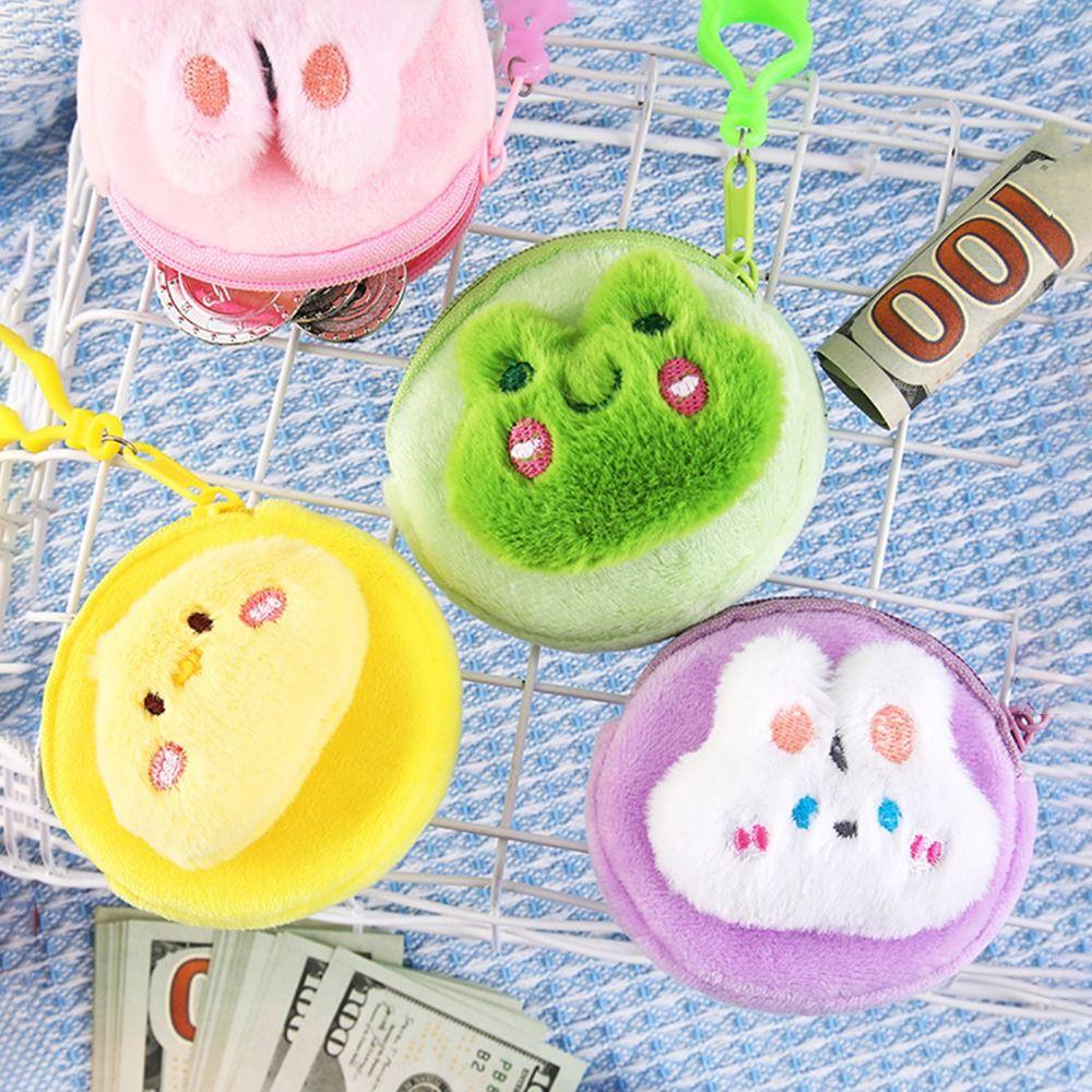 Mini Cartoon Plush Coin Purse Cute Lipstick Storage Bag Durable Headphone Bag Travel