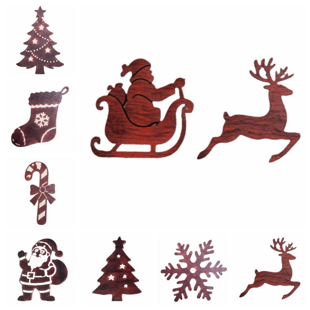 7pcs Reindeer Christmas Wall Decoration Santa Claus DIY Wall Art Party Decoration