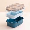 Double Layered Lunch Box Portable Microwave Available Heating Fruit Salad Food Containers with Tableware School Picnic Bento Box