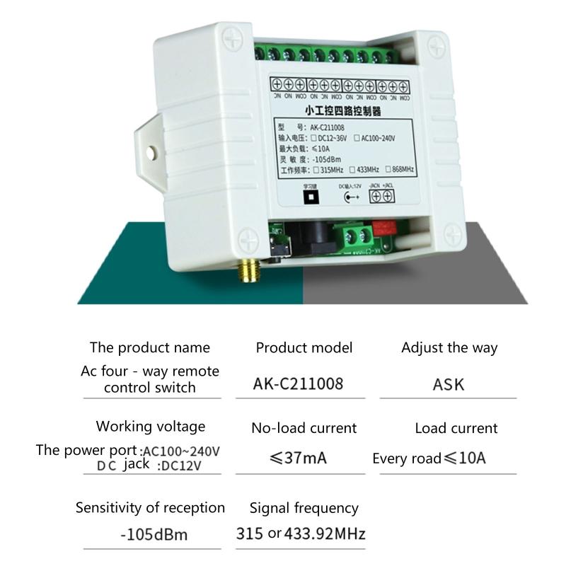 Беспроводной RF пульт дистанционного управления DC12V 24V 220V 4-канальный l 433Mhz пульт дистанционного управления для гаражных ворот передатчик и приемник