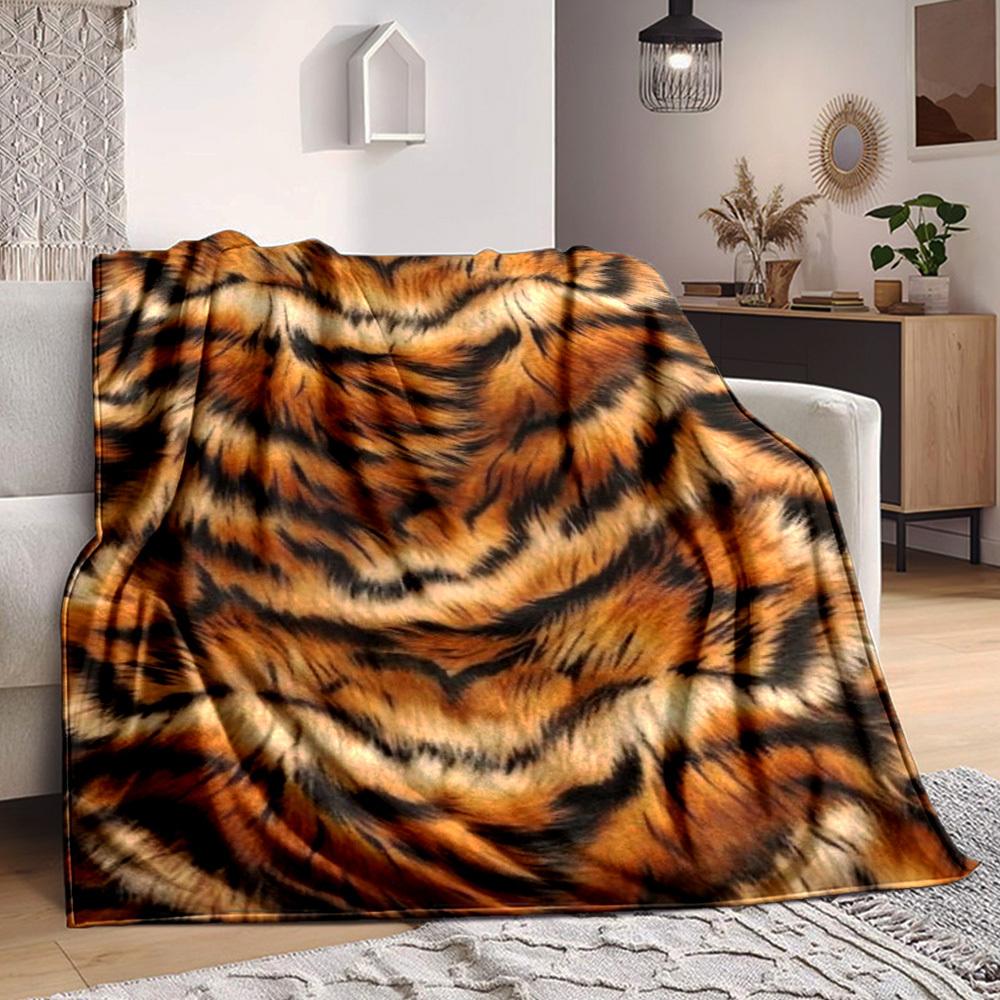 1PC Tiger Print Print Blanket, Soft Throw Blanket - Warm & Cozy for Couch, Bed, Office, and Travel yy250912189