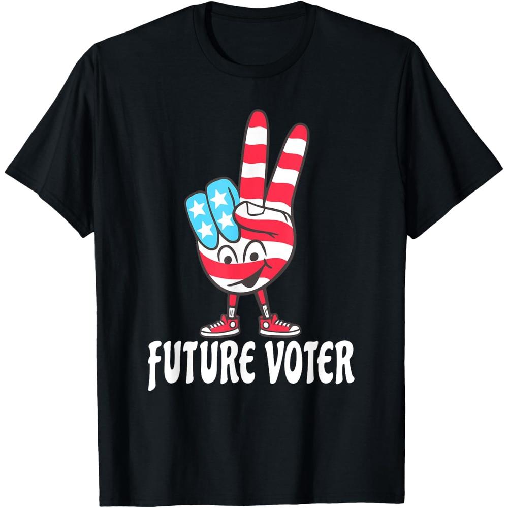 Future Voter - US Flag Peace Hand Symbol Boys Girls Vote Cotton Men T Shirt