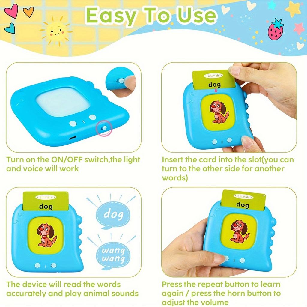 1set Talking Flash Cards Educational Toys - Talking Flashcards Learning Toys for Toddlers - Montessori Toys Flash Cards for Age 2 3 4 5 6