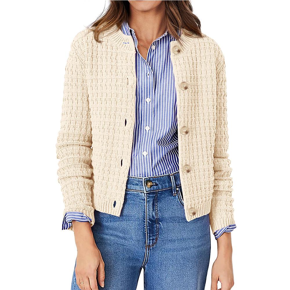 Autumn Solid Color Commuting Knitted Cardigan Jacket Casual Women’s Sweaters