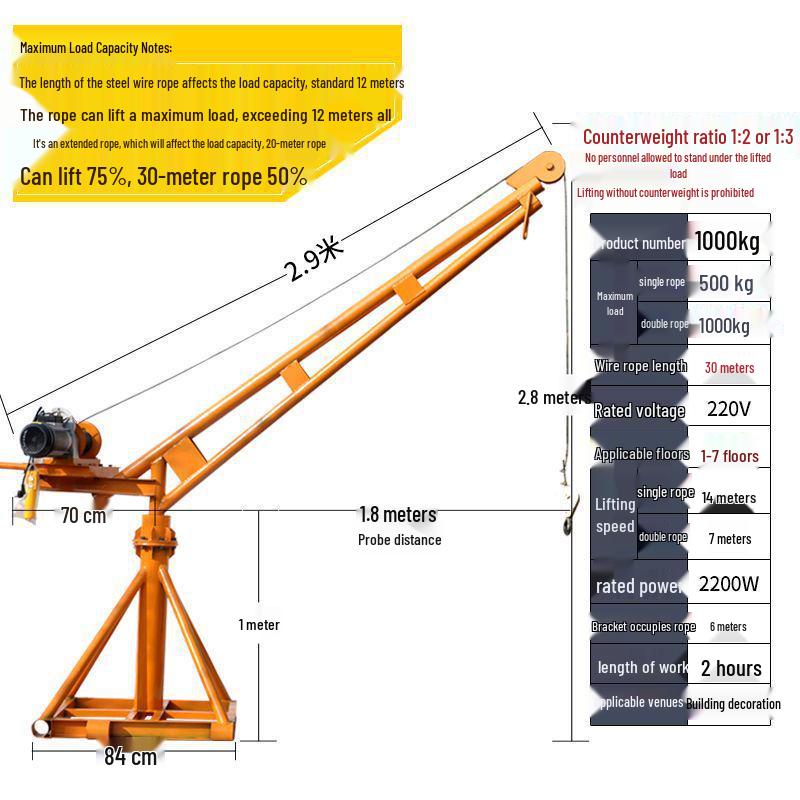220V Household Electric Hoist: Compact Crane for Outdoor Building and Decoration