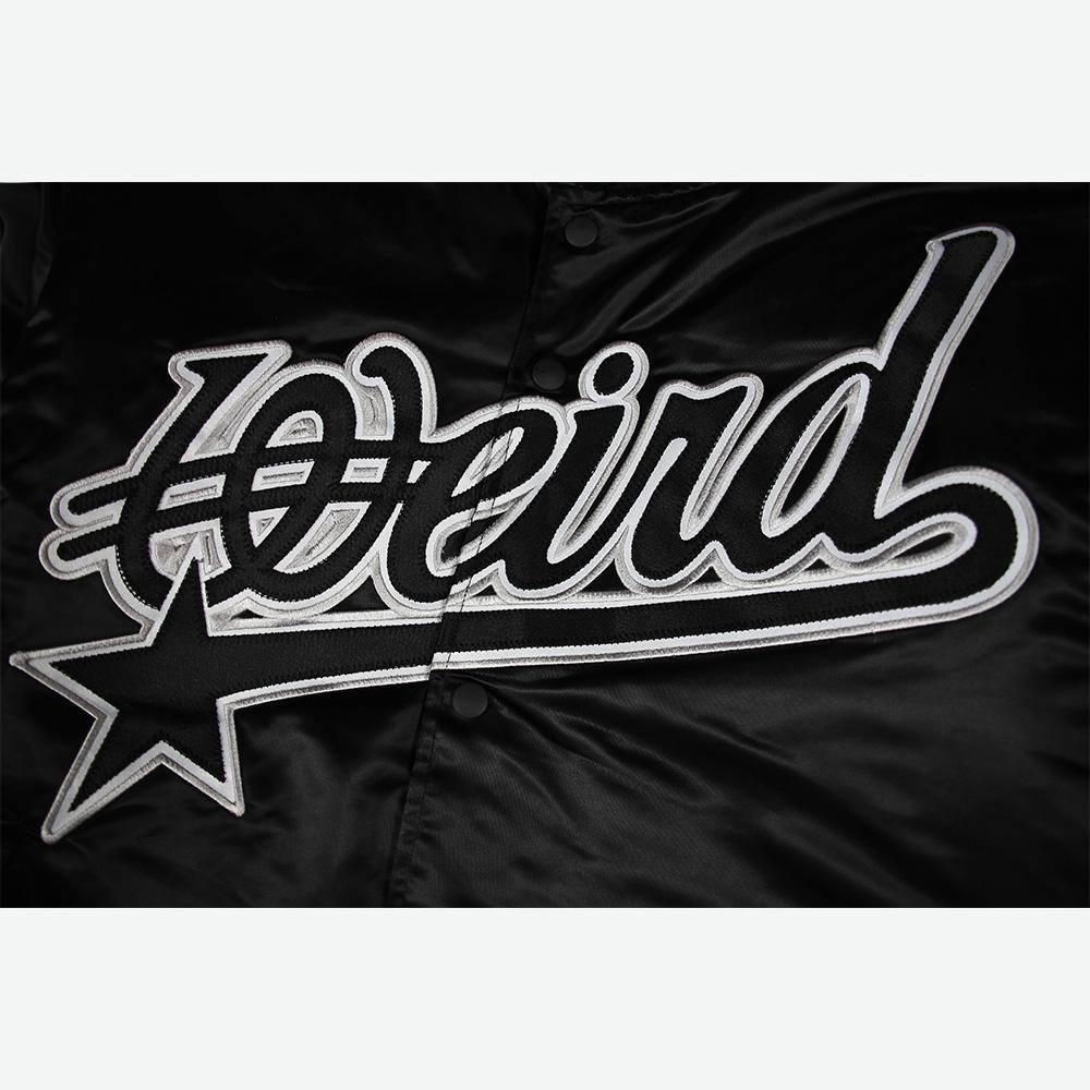 Weirdworld 90S Satin Varsity Jacket Black